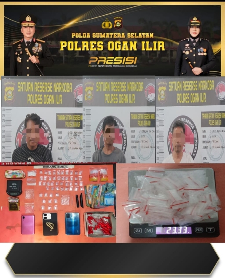 SATRESNARKOBA POLRES OGAN ILIR RINGKUS 3 PENGEDAR, 50 PAKET SABU GAGAL DIEDARKAN