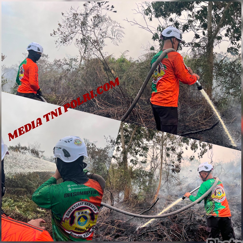 Patroli Karhutla Dit Samapta Polda Kalbar Bergerak Cepat Padamkan Kebakaran Lahan di Kubu Raya
