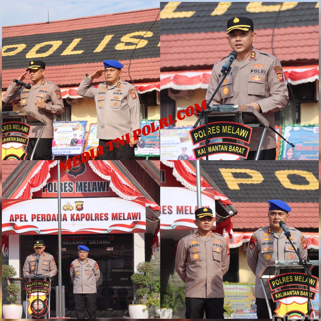 Kapolres Melawi AKBP Askhabul Kahfi, S.I.K. Disambut Tradisi Pedang Pora di Mako Polres Melawi.