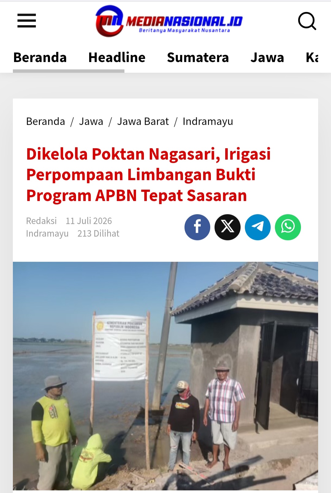 Kabiro Medianasional.id Carim Memuat Rilis Tanpa Verifikasi, Kredibilitas Pemberitaan Program Irigasi Perpompaan di Desa Limbangan Tidak Sesuai Fakta