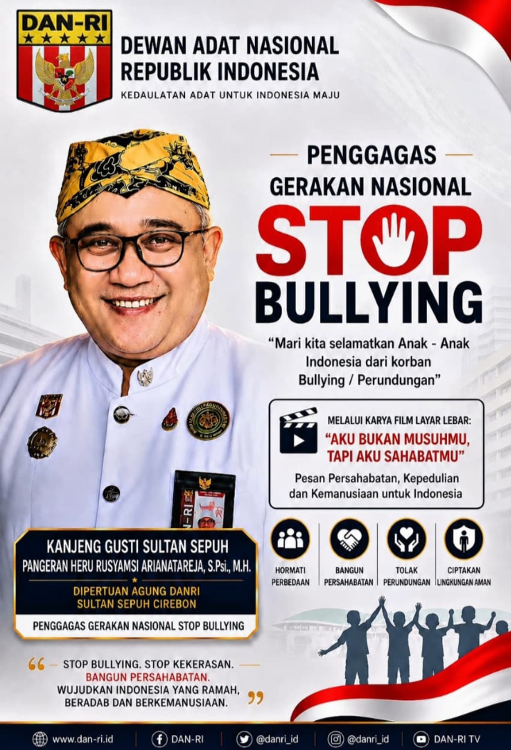DIPERTUAN AGUNG DANRI SULTAN SEPUH CIREBON SERUAN NASIONAL: STOP BULLYING, SELAMATKAN MASA DEPAN ANAK INDONESIA