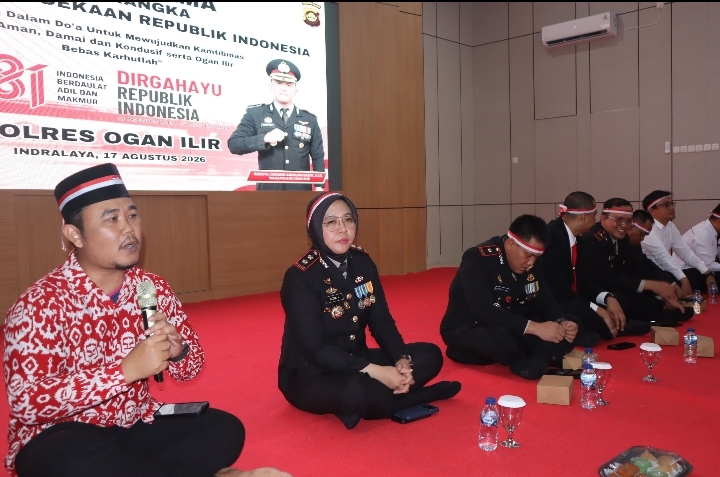 Peringatan HUT RI ke-81, Peduli Korban Gempa dan Karhutla, Polres Ogan Ilir Gelar Doa Bersama