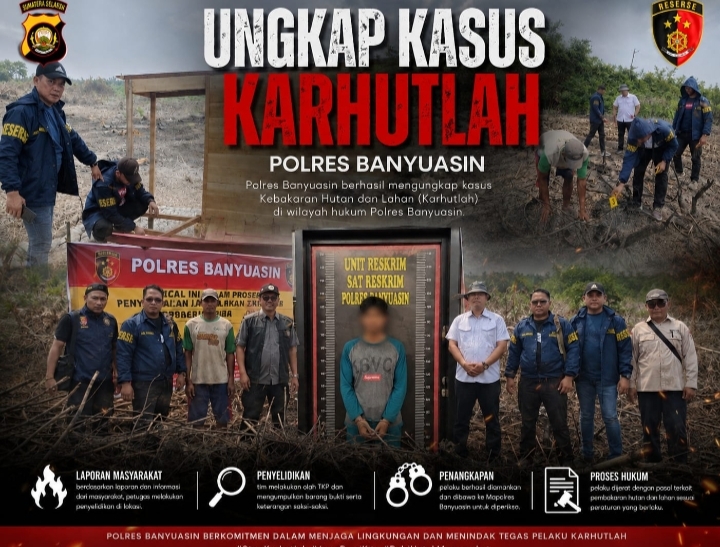 Pelaku pembakaran Lahan, Polisi Bertindak: Satu Warga Desa Kuala Puntian Diamankan Polres Banyuasin