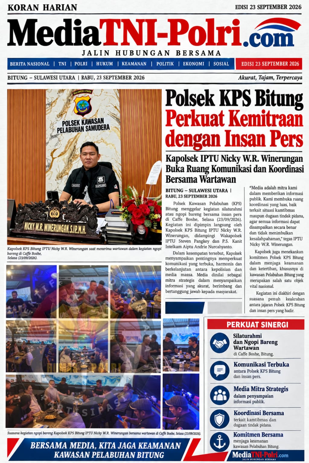 Kawasan Pelabuhan Jadi Fokus, Polsek KPS Bitung dan Pers Perkuat Sinergitas