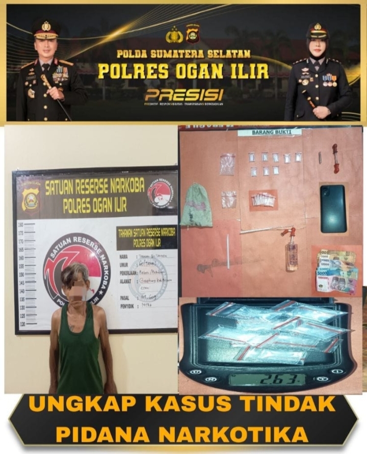 Sat Narkoba Polres Ogan Ilir Kembali Ungkap Peredaran Sabu, 8 Paket Seberat 2,63 Gram Diamankan