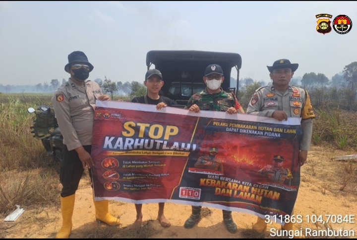 Polres Ogan Ilir melalui Polsek Pemulutan Bersama Tiga Pilar Perkuat Pencegahan Karhutla Di Daerah Rawan