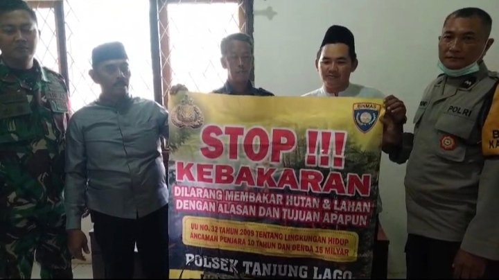 Cegah Karhutla, Polsek Tanjung Lago Sosialisasikan Larangan Pembakaran Lahan di Desa Mulia Sari