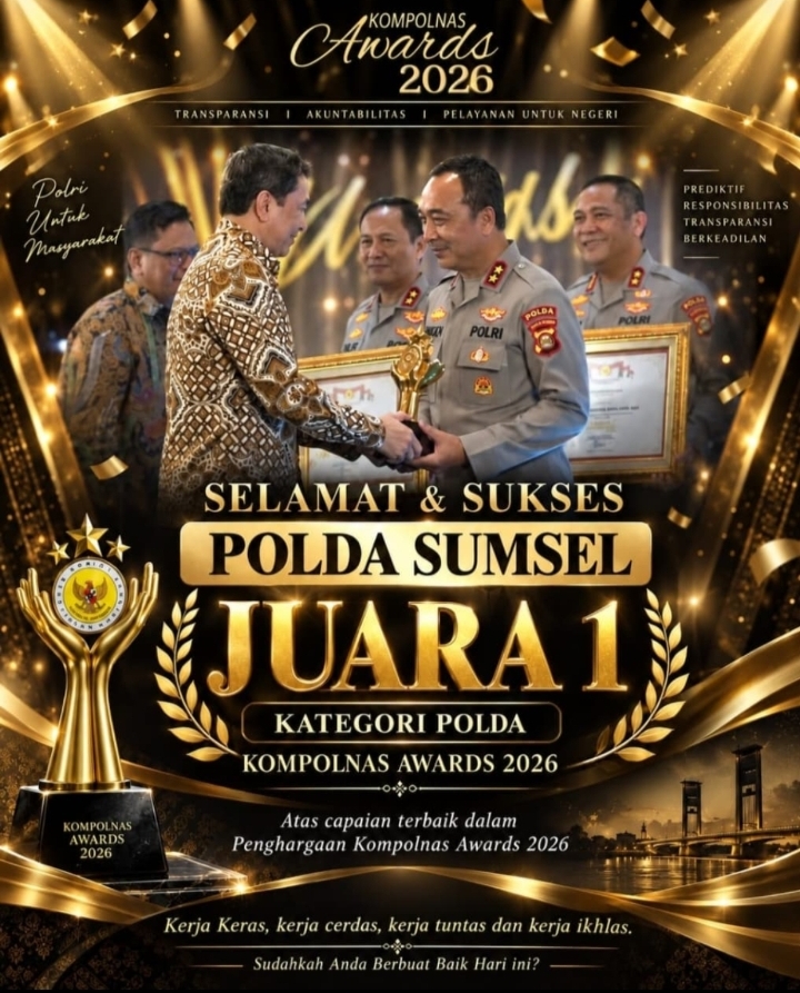 Nobar Kompolnas Awards 2026, Polres Banyuasin Saksikan Polda Sumsel Raih Juara 1 Kategori Polda