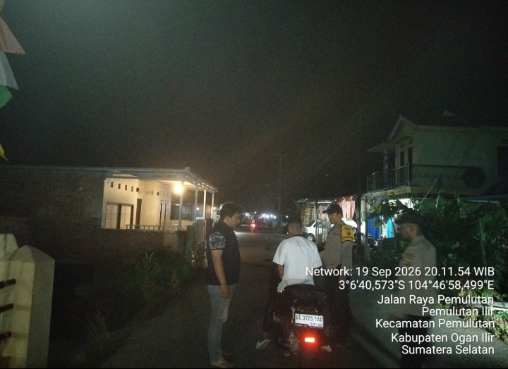 Ciptakan suasana Kamtibmas kondusif Polsek Pemulutan Gelar Patroli dan Pemeriksaan Orang, Barang serta Kendaraan