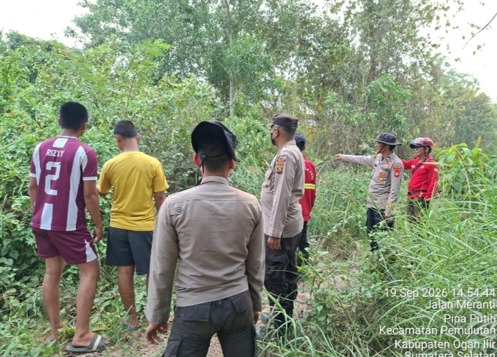 Cegah Karhutla, Polsek Pemulutan Bersama 3 Pilar Gelar Patroli di Wilayah Rawan