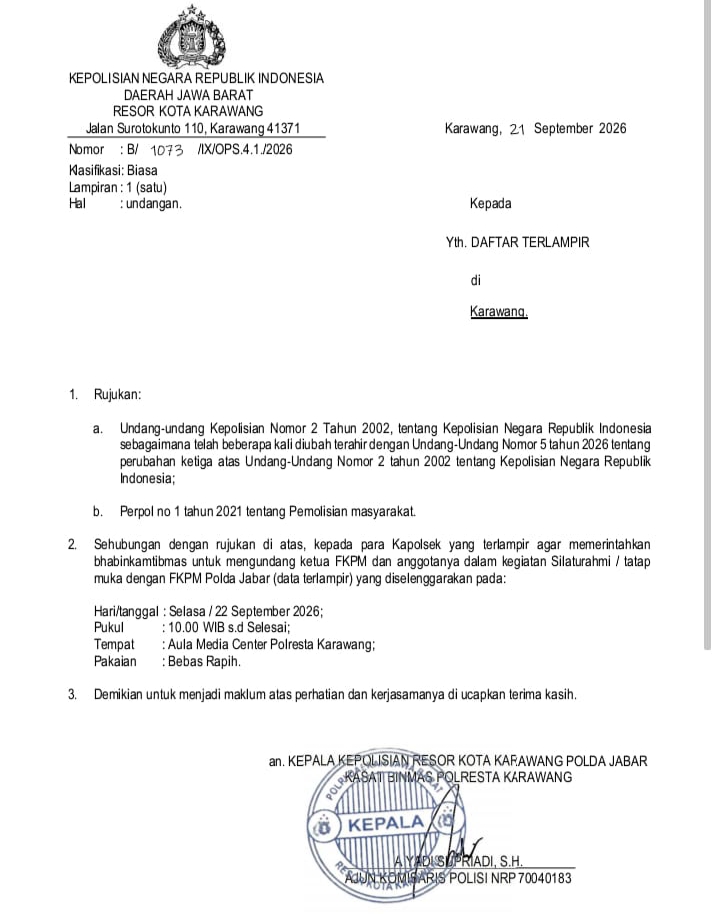 FKPM Polda Jabar dan FKPM Se-Karawang Perkuat Kemitraan untuk Jaga Kamtibmas