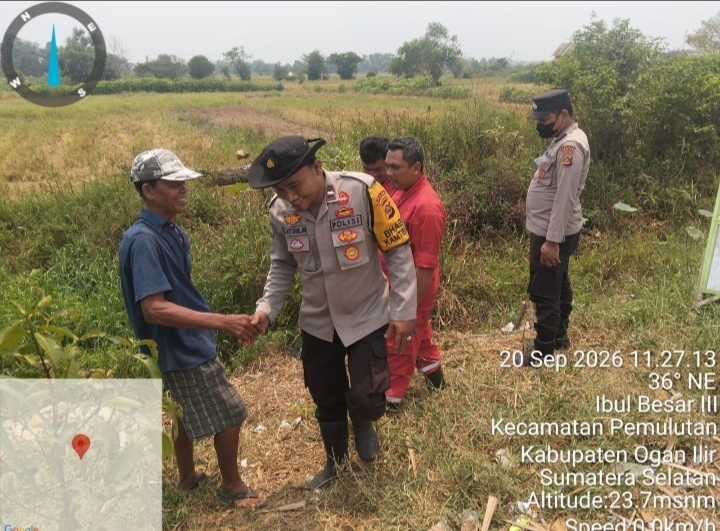 Cegah Karhutla, Personel Polres Ogan Ilir Melalui Polsek Pemulutan Bersama 3 Pilar Gencarkan Patroli