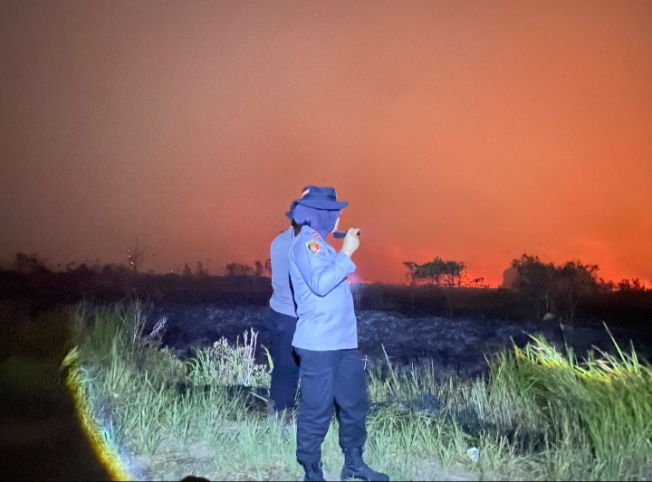 Antisipasi Karhutla Jalur Transportasi, Pimpinan Polres Ogan Ilir Cek Langsung Lokasi Kebakaran di Dekat Tol Pemulutan