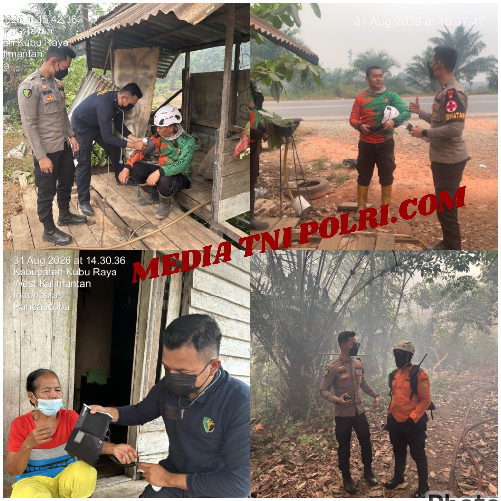 Di Tengah Jebakan Api Karhutla, Personel Subsatgas Dokkes Polda Kalbar Tunjukkan Aksi Kemanusiaan kepada Warga