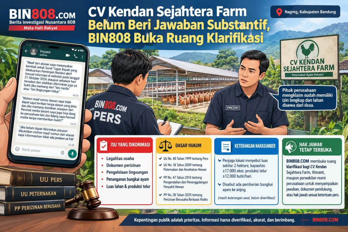Peternakan Ayam Petelur CV.Kendan Sejahtera Farm Nagreg Disorot, Aspek Perizinan dan Pengelolaan Lingkungan Perlu Diverifikasi