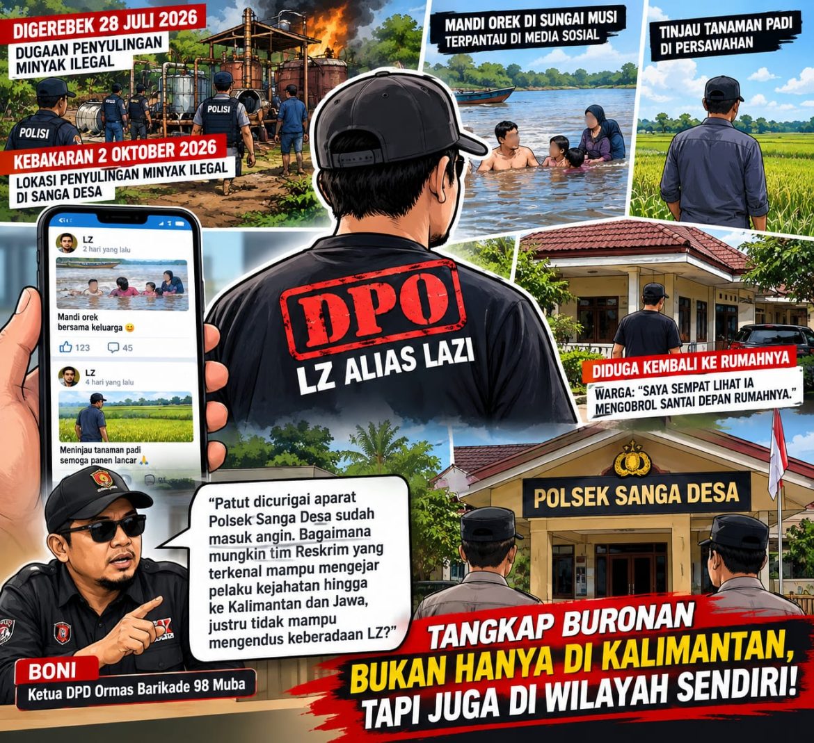 DPO LZ Diduga Kembali ke Rumah, Santai Mandi Orek di Sungai Musi hingga ke Sawah, Polsek Sanga Desa Dicurigai Masuk Angin?