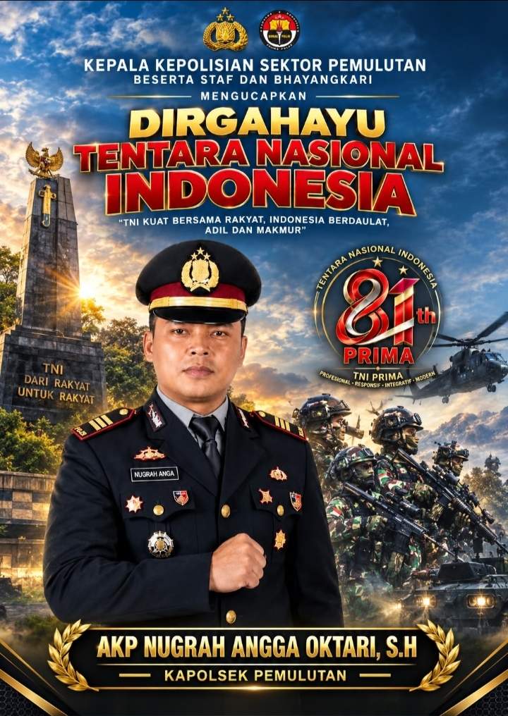 HUT ke-81 TNI, Kapolsek Pemulutan Tegaskan Sinergi TNI-Polri untuk Indonesia