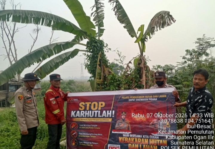 Antisipasi Karhutla, Polres Ogan Ilir Melalui Polsek Pemulutan Patroli di Desa Ibul Besar I dan III