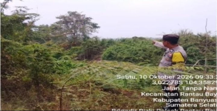 Polsek Rantau Bayur Lakukan Ground Check Hotspot, Kebakaran Lahan Sekitar 1 Hektare Ditemukan di Arisan Musi